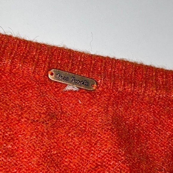 FREE PEOPLE Complete Me Orange Striped Cotton Alpaca Blend Knit Sweater M - Picture 8 of 16